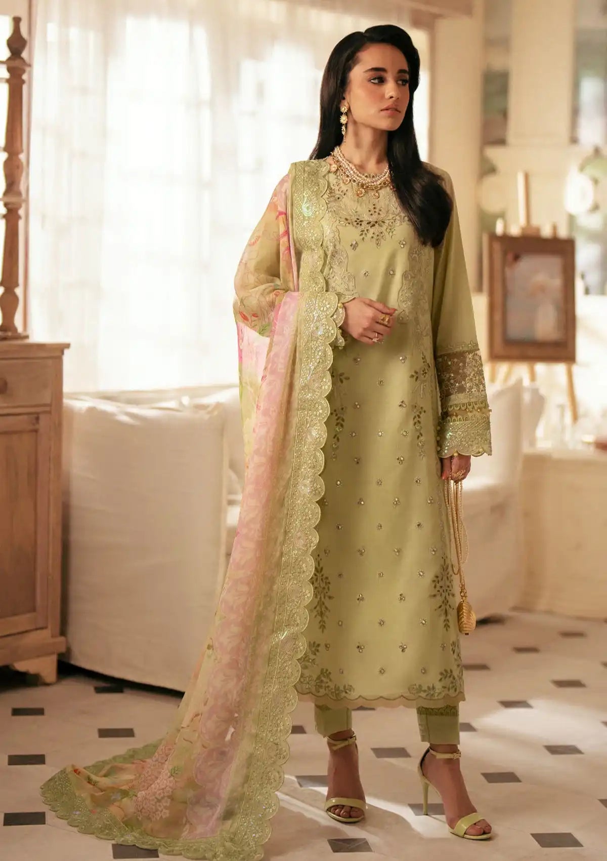Nureh Maya Embroidered Lawn'24 NS-143 - Mohsin Saeed Fabrics