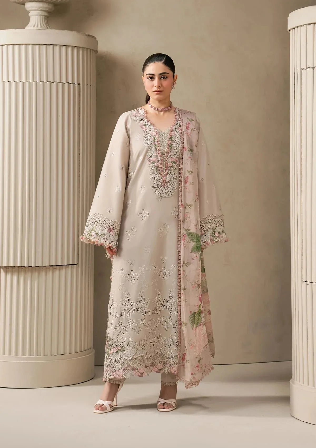 Elaf E-Craft Chikankari Lawn'26 EHC-6B CLAY