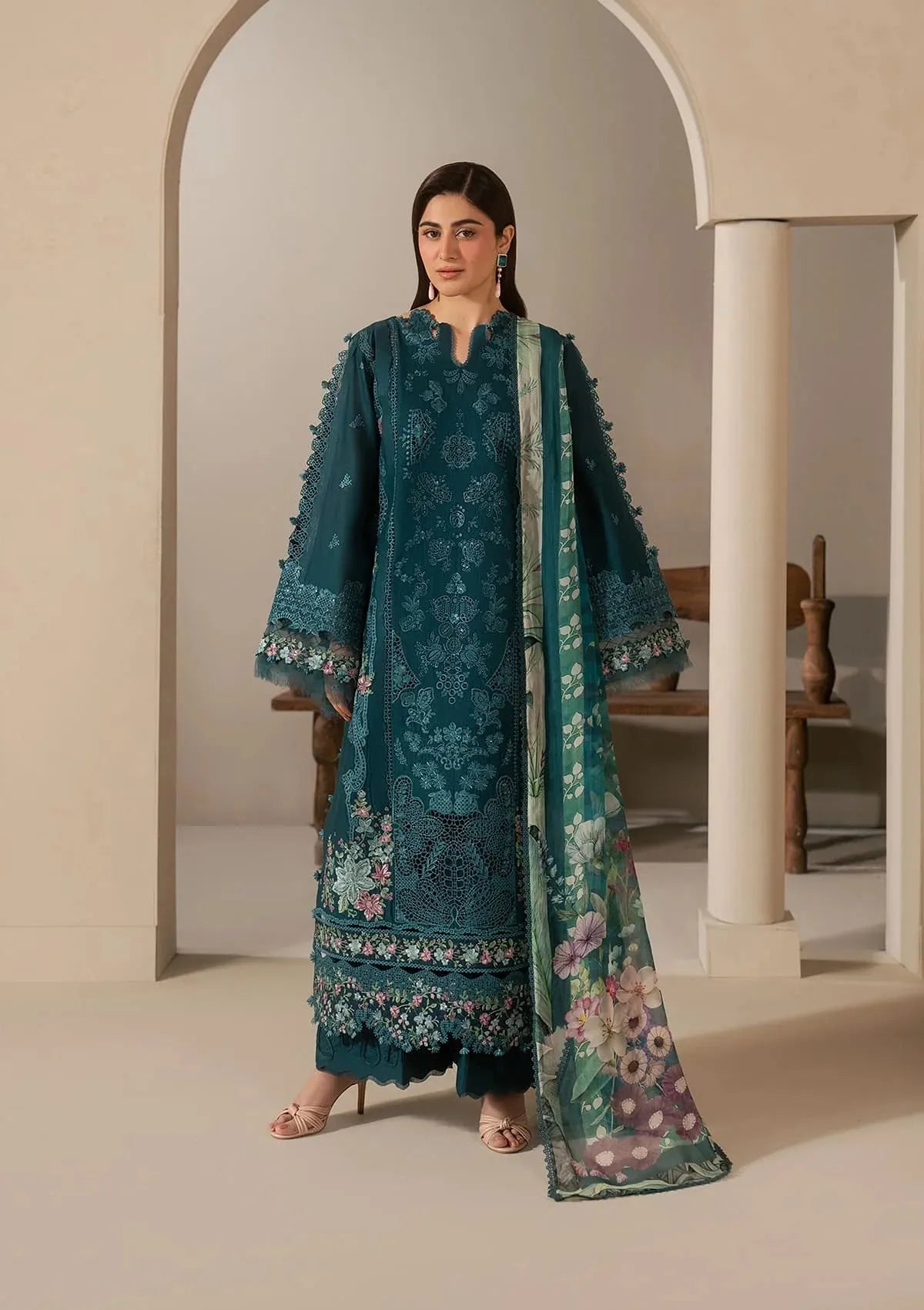 Elaf E-Craft Chikankari Lawn'26 EHC-2A MOSS
