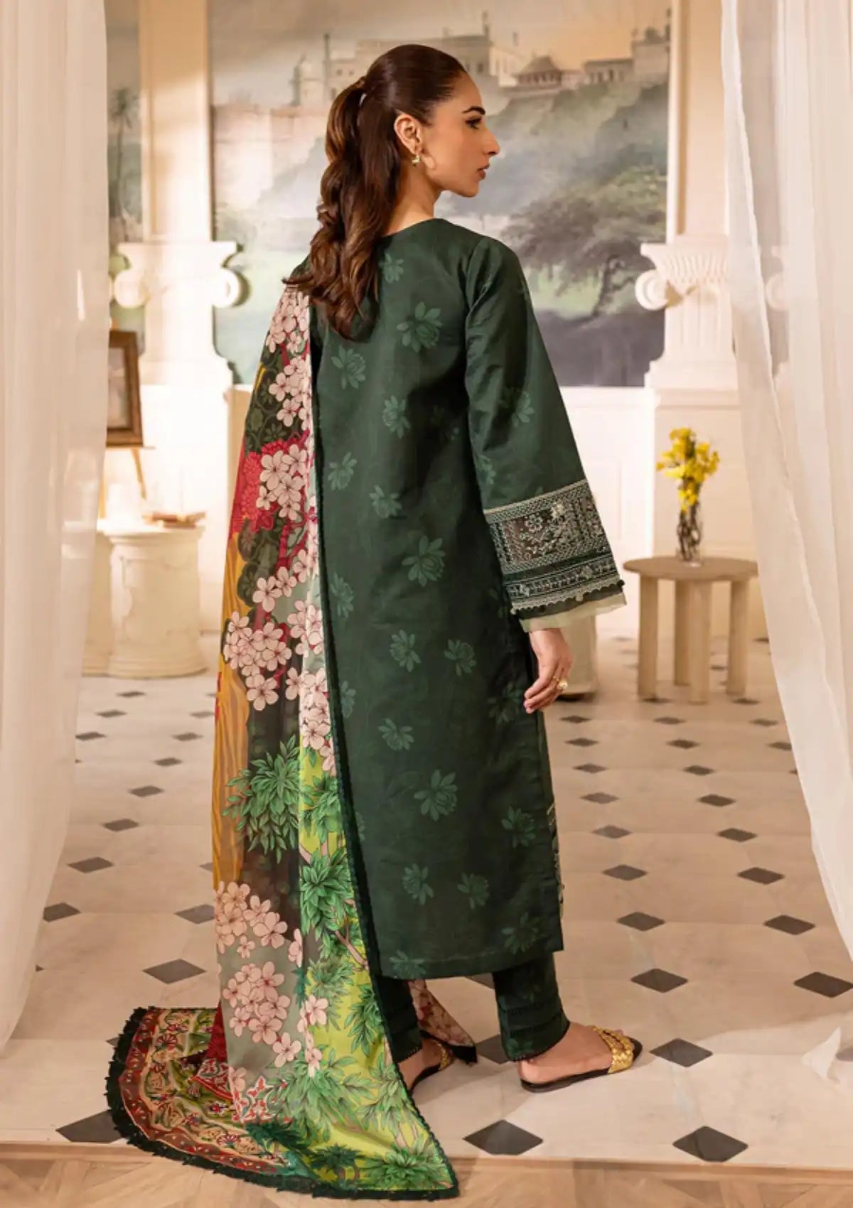 Farasha Seraya Emb Lawn'24 D-06 JADE - Mohsin Saeed Fabrics