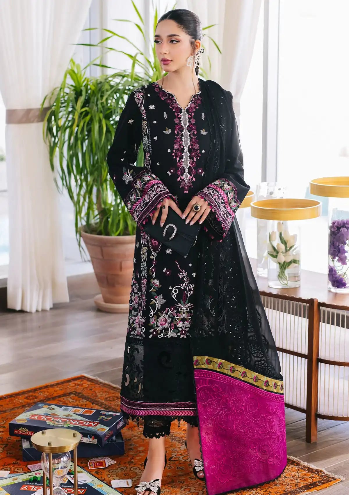 Nureh Eid Escape Luxury Lawn'24 NE-88 BOTANICA - Mohsin Saeed Fabrics