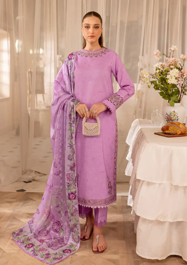 Farasha Seraya Emb Lawn'24 D-09 VIOLET - Mohsin Saeed Fabrics
