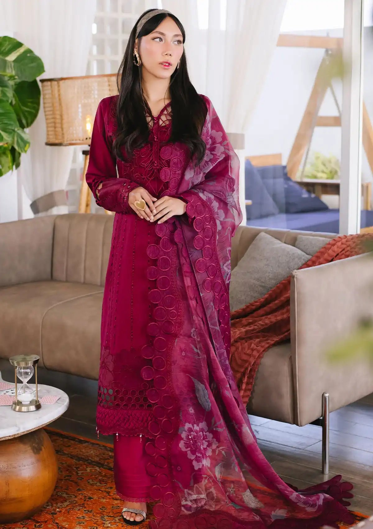 Nureh Eid Escape Luxury Lawn'24 NE-89 LEENA - Mohsin Saeed Fabrics