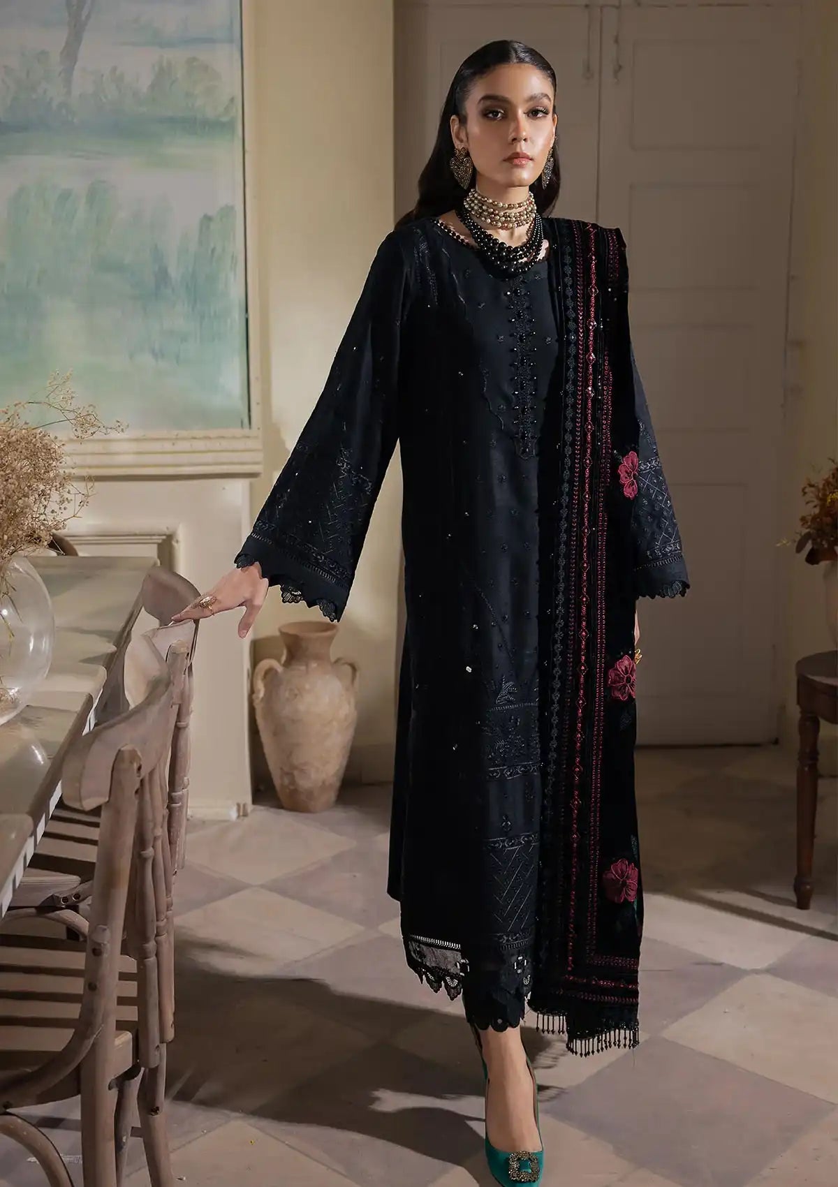 Nureh Exclusive Leather Peach'23 NE-72 BRAZILA - Mohsin Saeed Fabrics