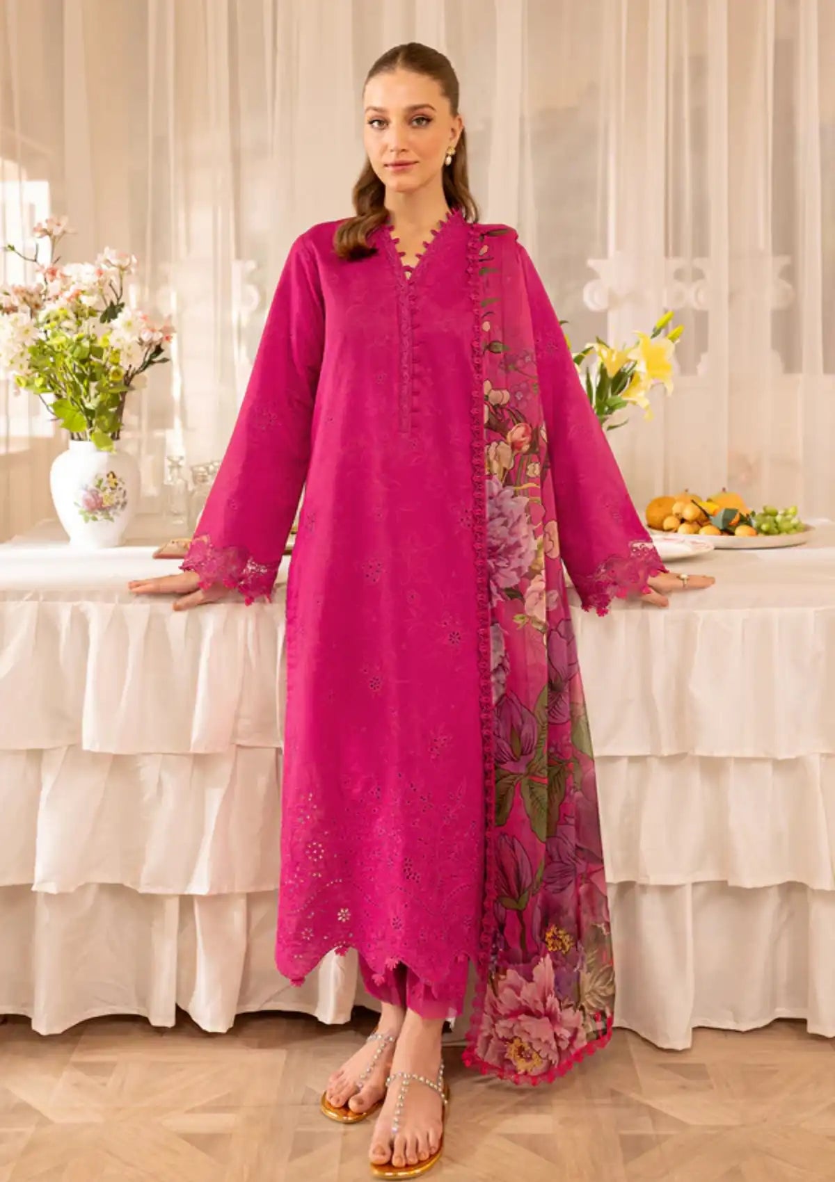 Farasha Seraya Emb Lawn'24 D-01 ASTER - Mohsin Saeed Fabrics