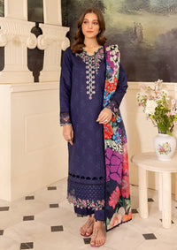 Farasha Seraya Emb Lawn'24 D-02 INDIGO - Mohsin Saeed Fabrics