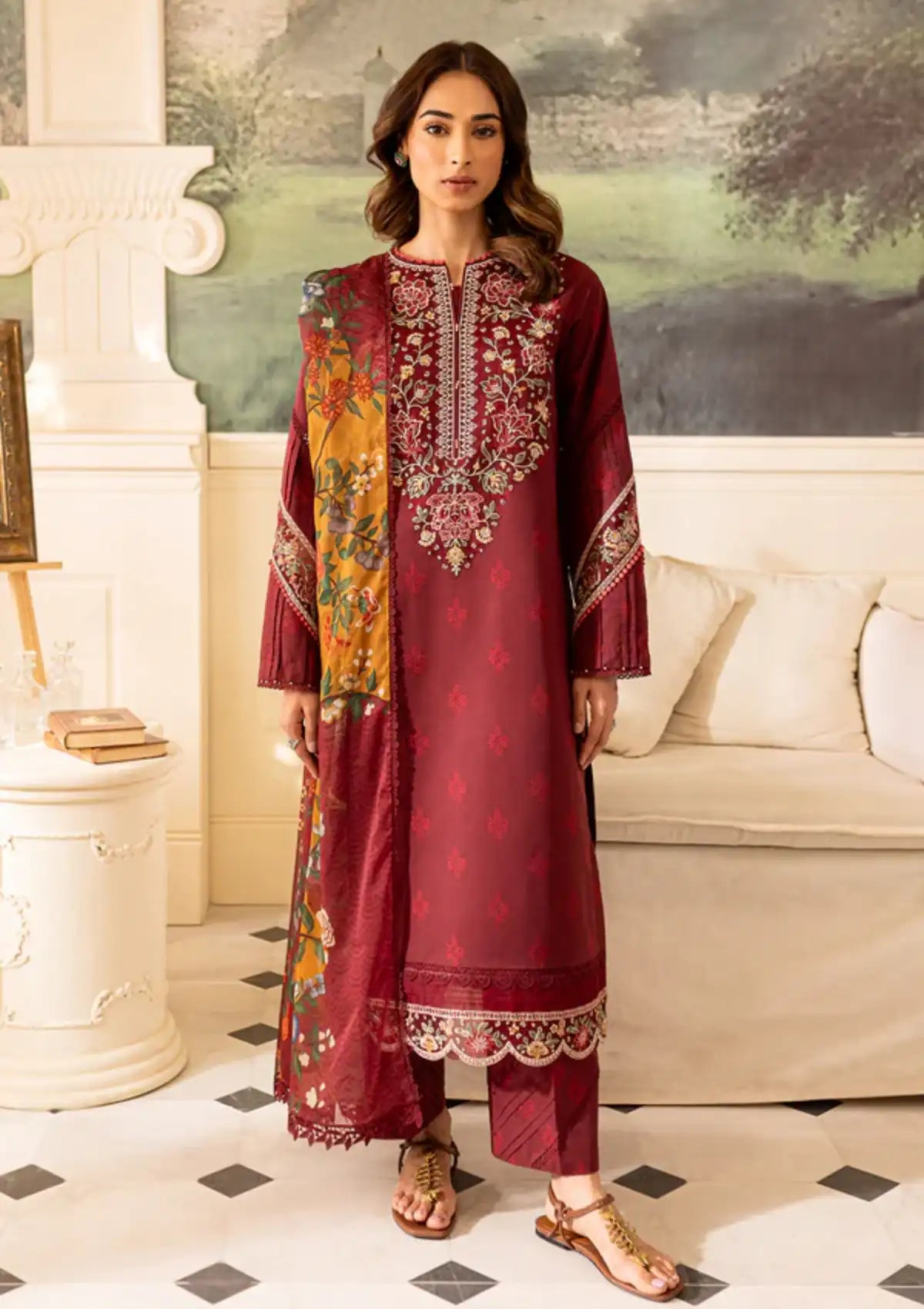 Farasha Seraya Emb Lawn'24 D-03 AMY - Mohsin Saeed Fabrics