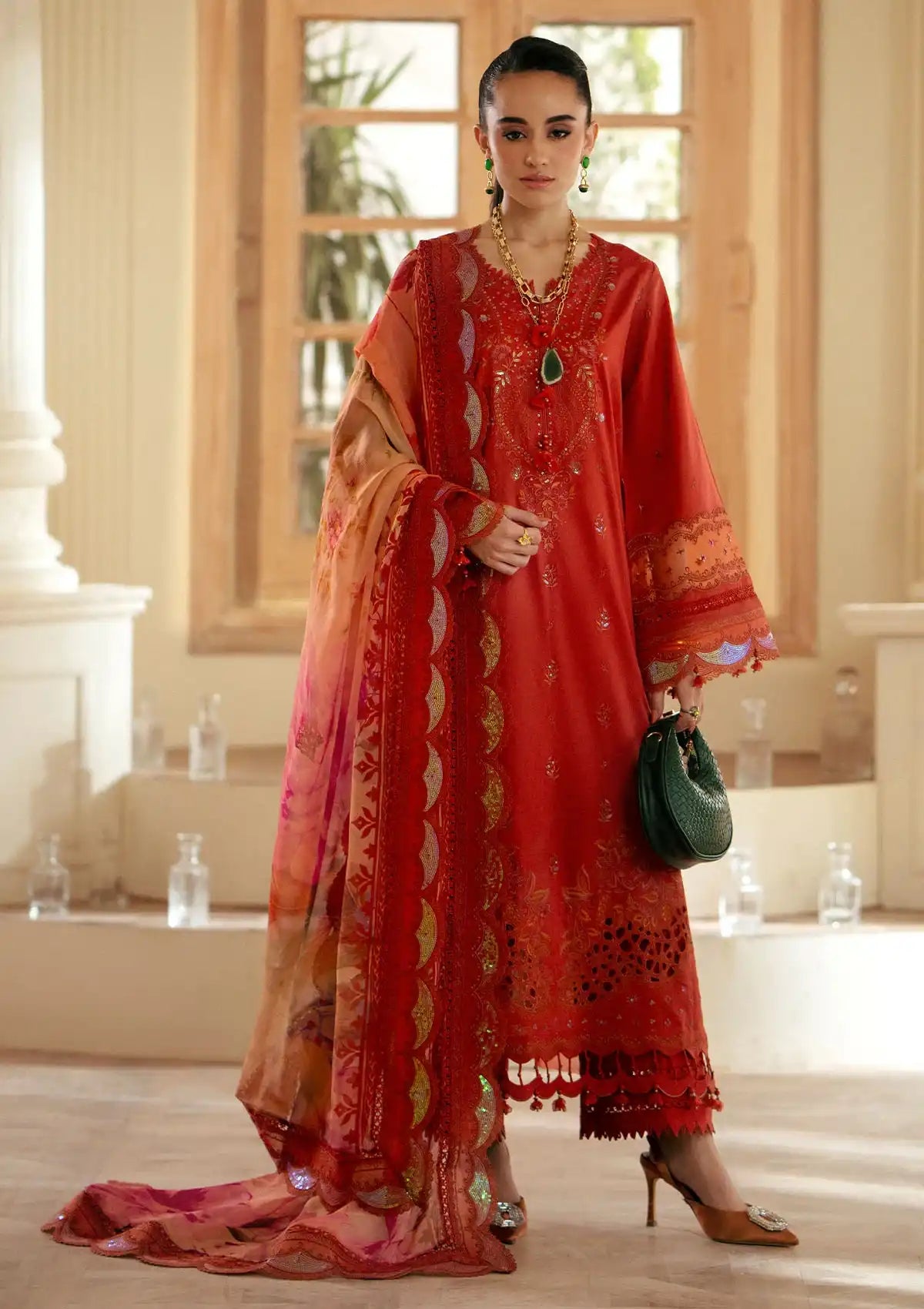 Nureh Maya Embroidered Lawn'24 NS-142 - Mohsin Saeed Fabrics