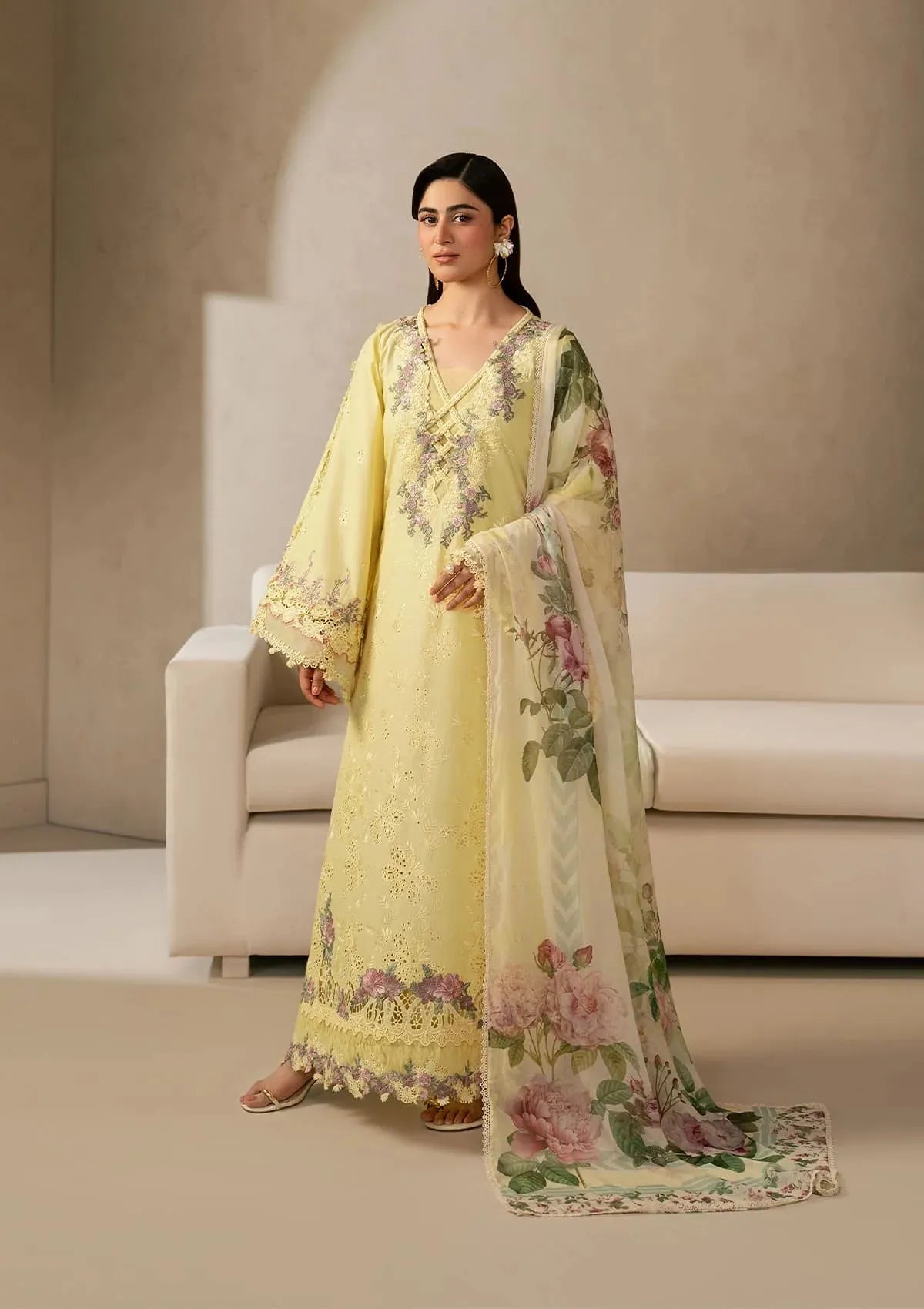 Elaf E-Craft Chikankari Lawn'26 EHC-3A SUNSTONE