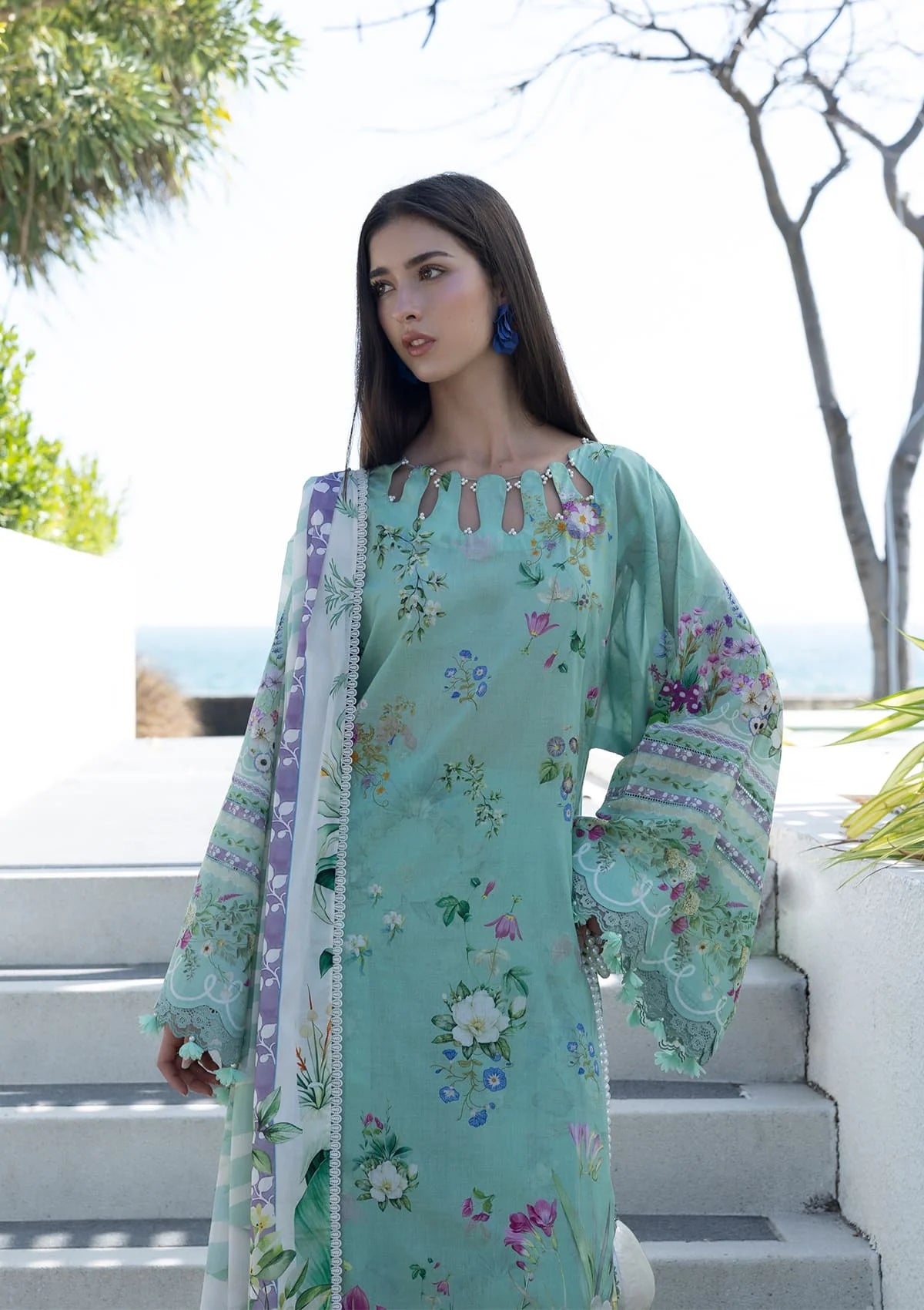 Elaf Santorini Prints Vol-1'26 EPN-7A TEAL ME