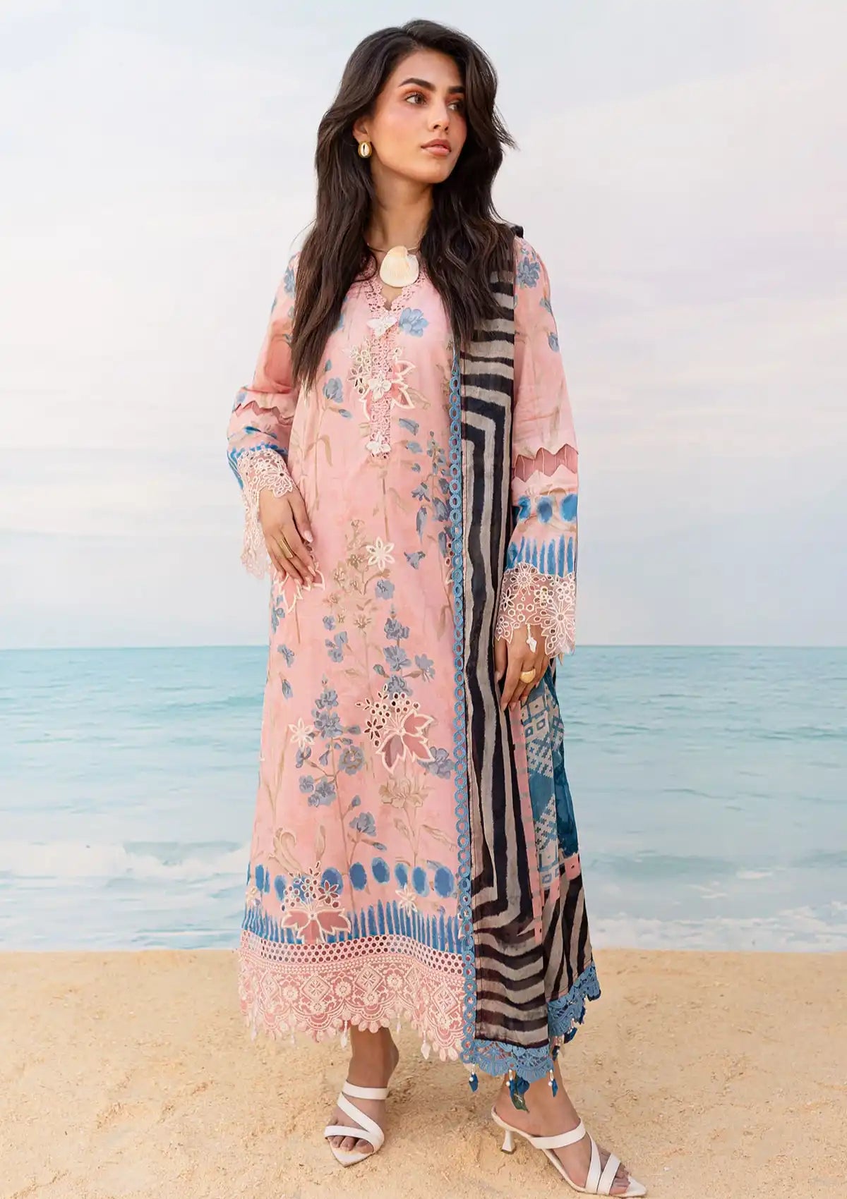 Nureh Gardenia Emb Lawn'24 NS-132-A - Mohsin Saeed Fabrics