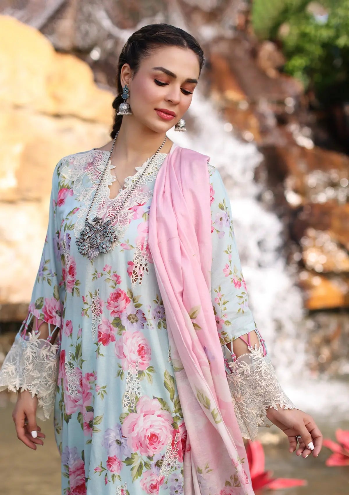 Elaf Print Chikankari Lawn'24 ECK-04B GLACIELLA - Mohsin Saeed Fabrics