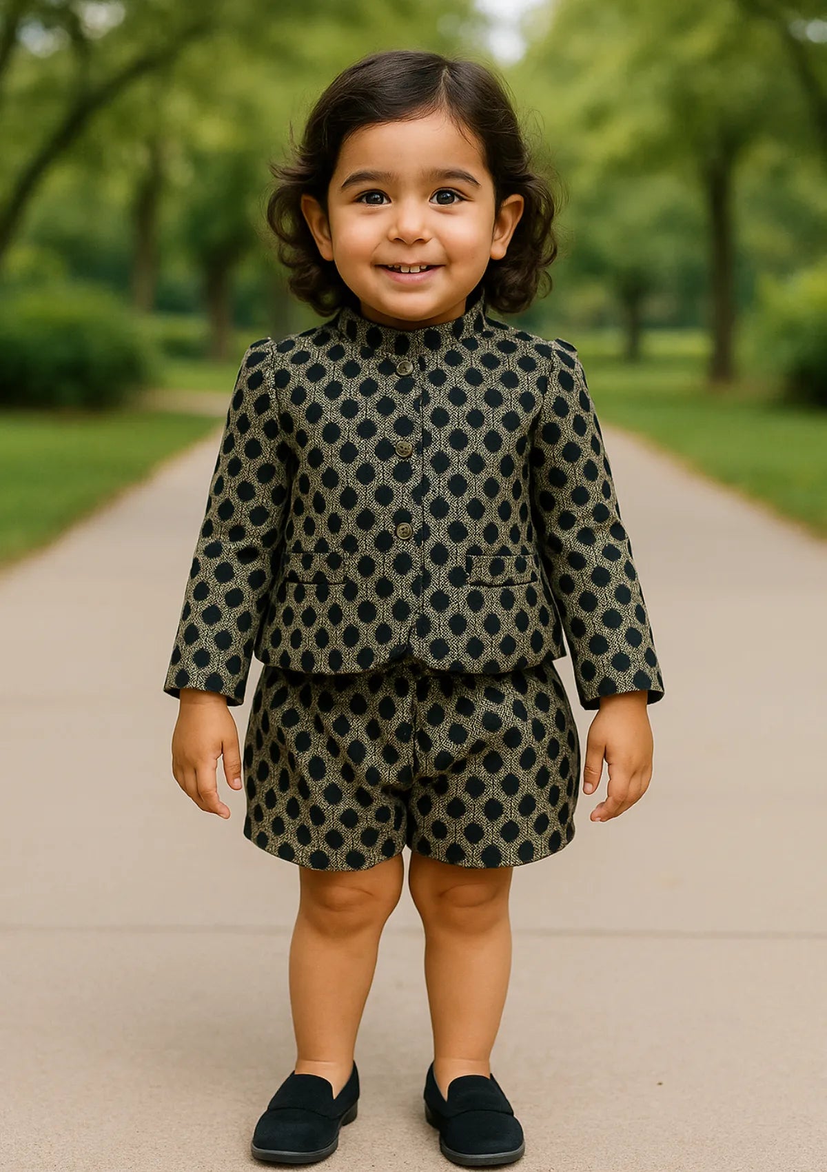 mohsin-saeed-fabrics-designer-daily-wear-formal-and-wedding-suits-within-budget-This-product-is-from-girls-jacquard-blazer-shorts-in-black-and-white-is-available-on-Mohsin-saeed-fabrics-website.