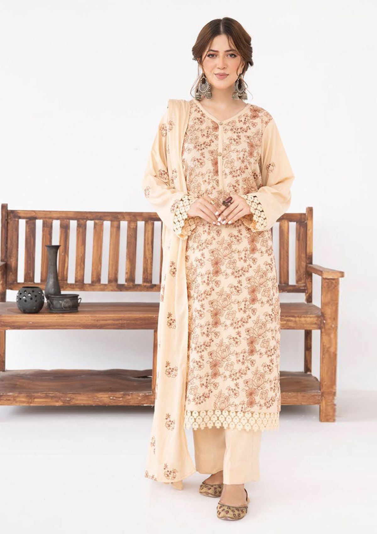 Nazakat Peach Leather By Khoobsurat'23 D-07 - Mohsin Saeed Fabrics