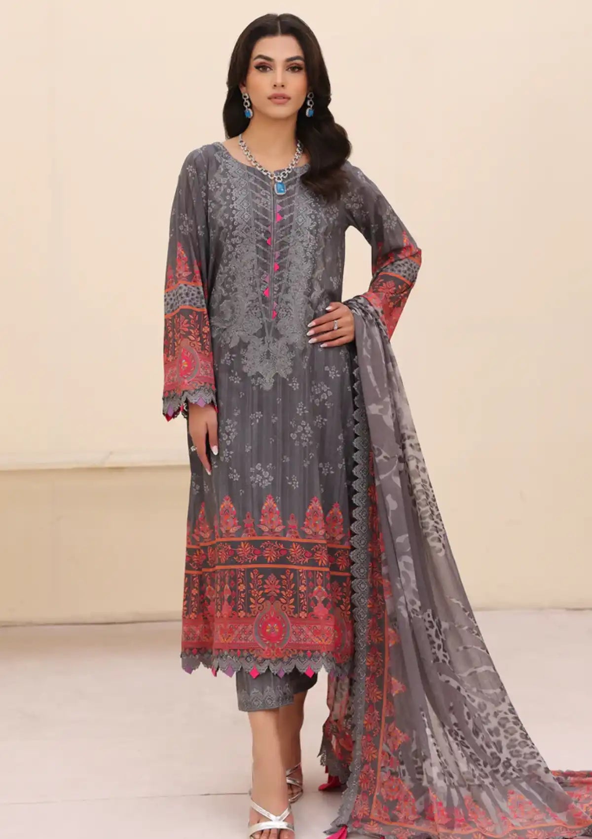 Charizma Naranji Emb Lawn'24 Vol-01 CN4-006 - Mohsin Saeed Fabrics