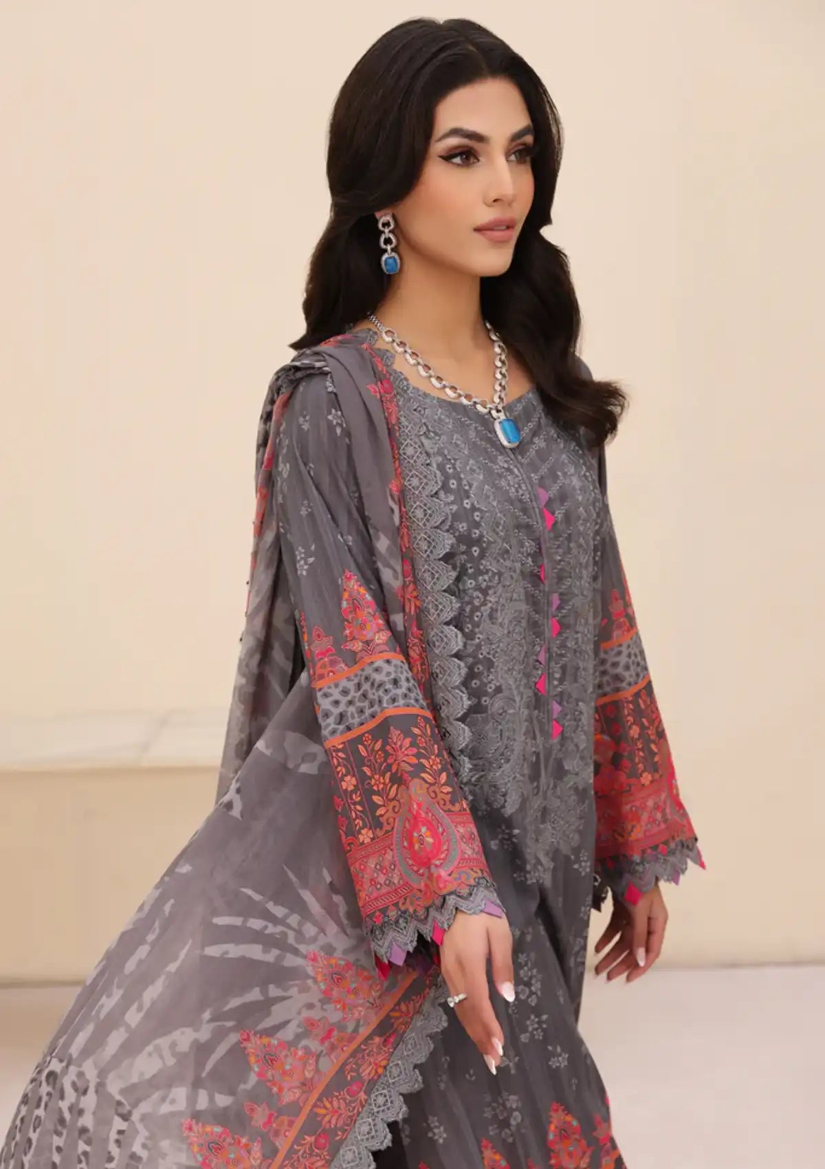 Charizma Naranji Emb Lawn'24 Vol-01 CN4-006 - Mohsin Saeed Fabrics