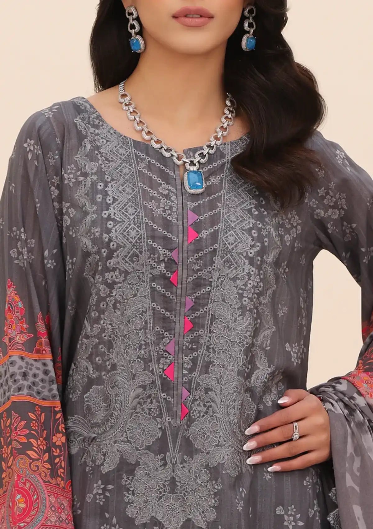 Charizma Naranji Emb Lawn'24 Vol-01 CN4-006 - Mohsin Saeed Fabrics