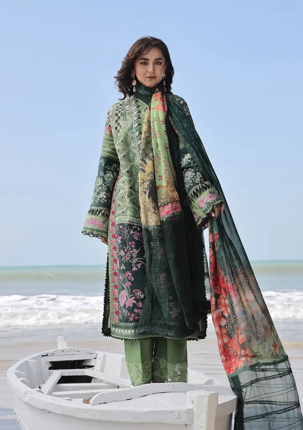 Maryam Hussain Luxury Lawn'24 D-01-GARDENIA - Mohsin Saeed Fabrics