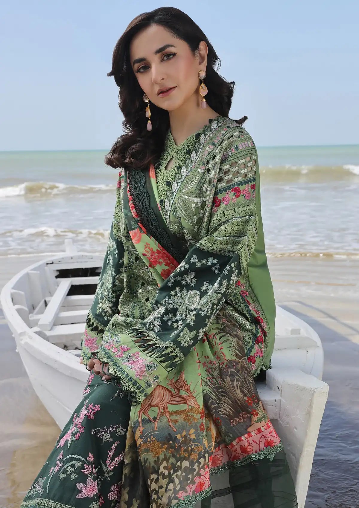 Maryam Hussain Luxury Lawn'24 D-01-GARDENIA - Mohsin Saeed Fabrics