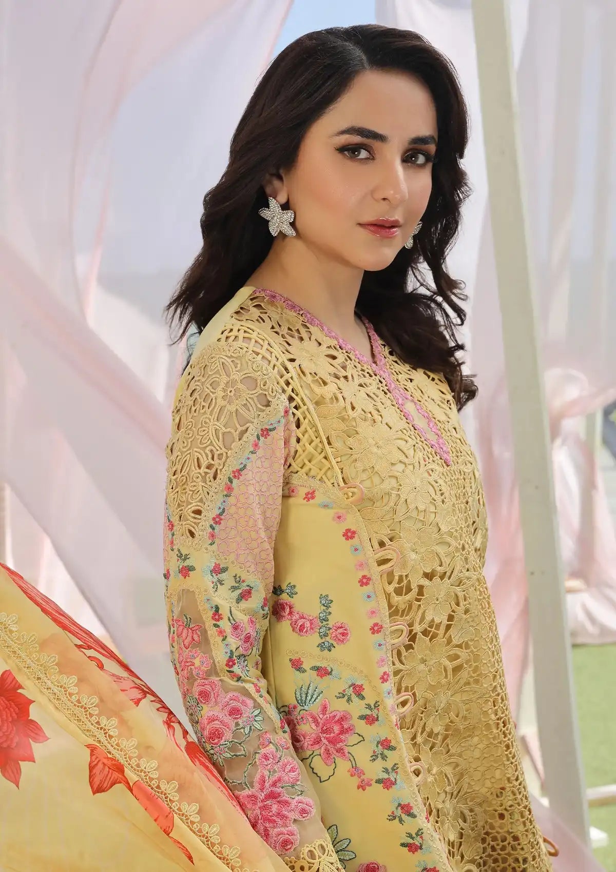 Maryam Hussain Luxury Lawn'24 D-07-TROPICA - Mohsin Saeed Fabrics