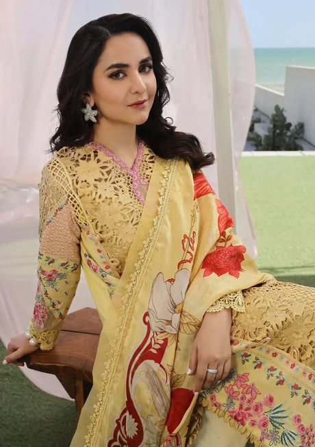 Maryam Hussain Luxury Lawn'24 D-07-TROPICA - Mohsin Saeed Fabrics
