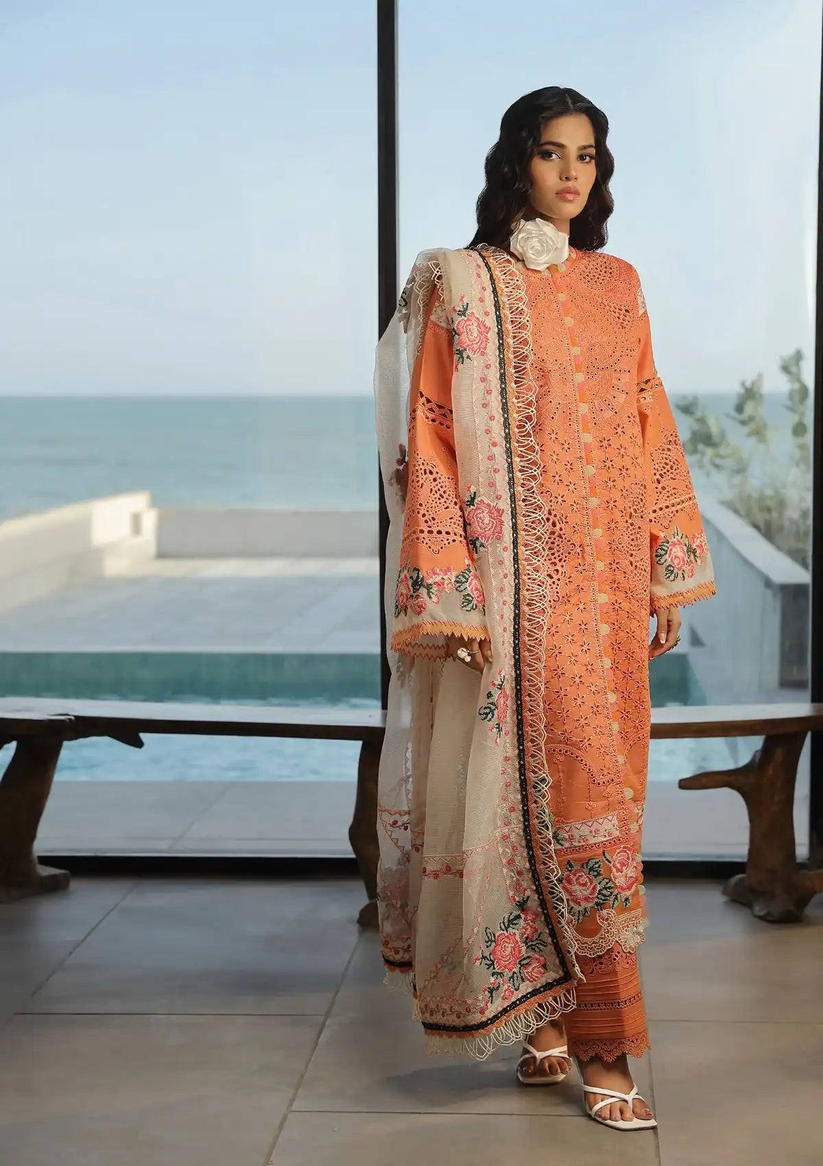 Maryam Hussain Luxury Lawn'24 D-09-XURI - Mohsin Saeed Fabrics