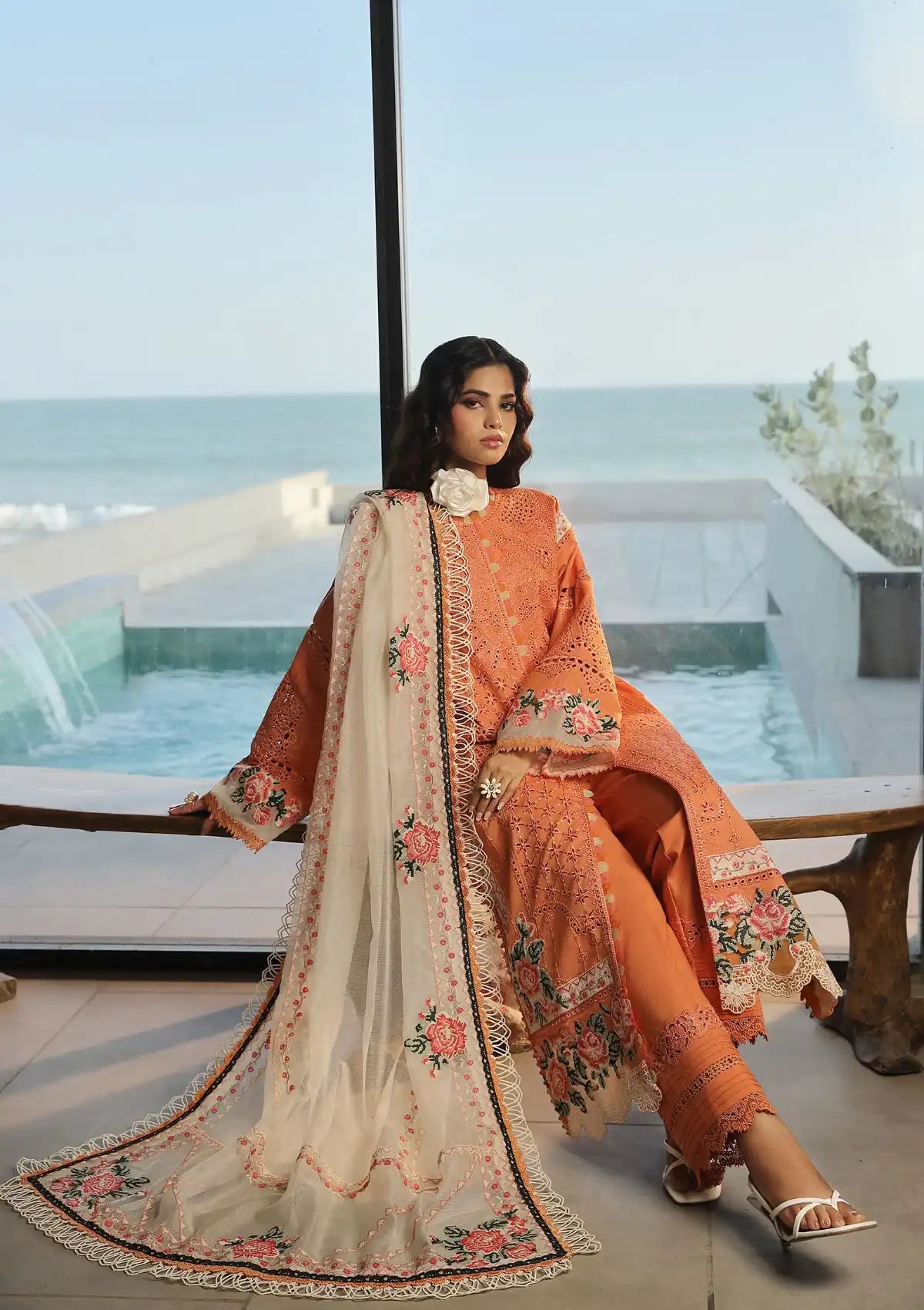 Maryam Hussain Luxury Lawn'24 D-09-XURI - Mohsin Saeed Fabrics