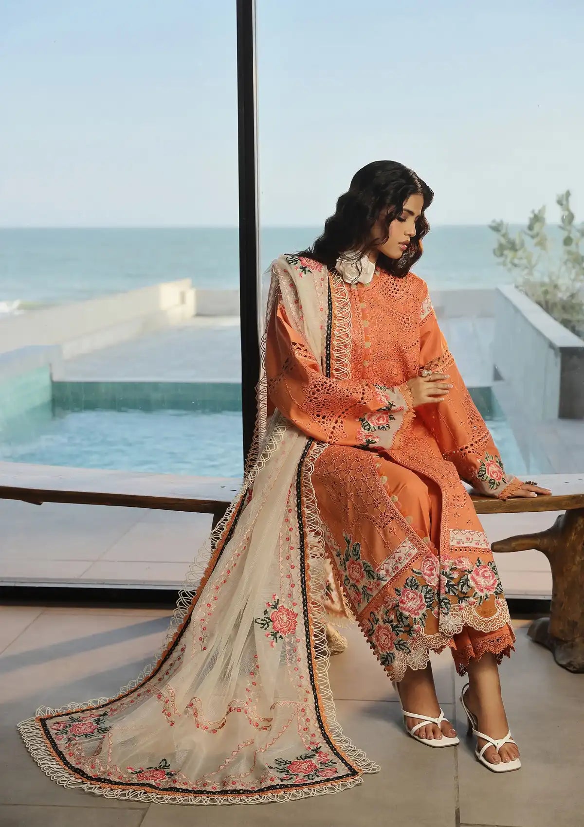 Maryam Hussain Luxury Lawn'24 D-09-XURI - Mohsin Saeed Fabrics