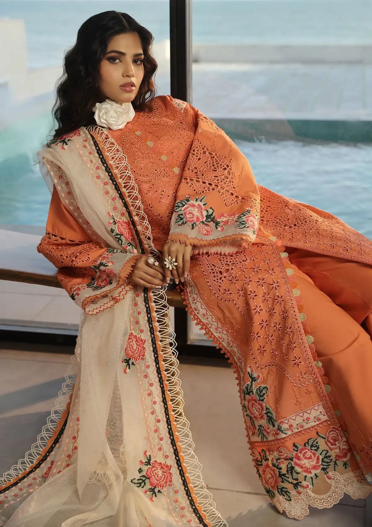 Maryam Hussain Luxury Lawn'24 D-09-XURI - Mohsin Saeed Fabrics