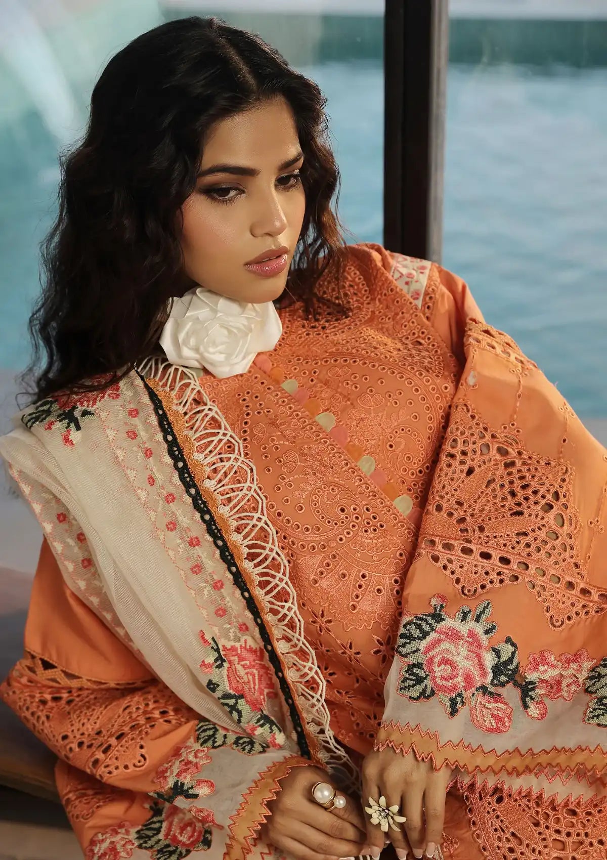 Maryam Hussain Luxury Lawn'24 D-09-XURI - Mohsin Saeed Fabrics