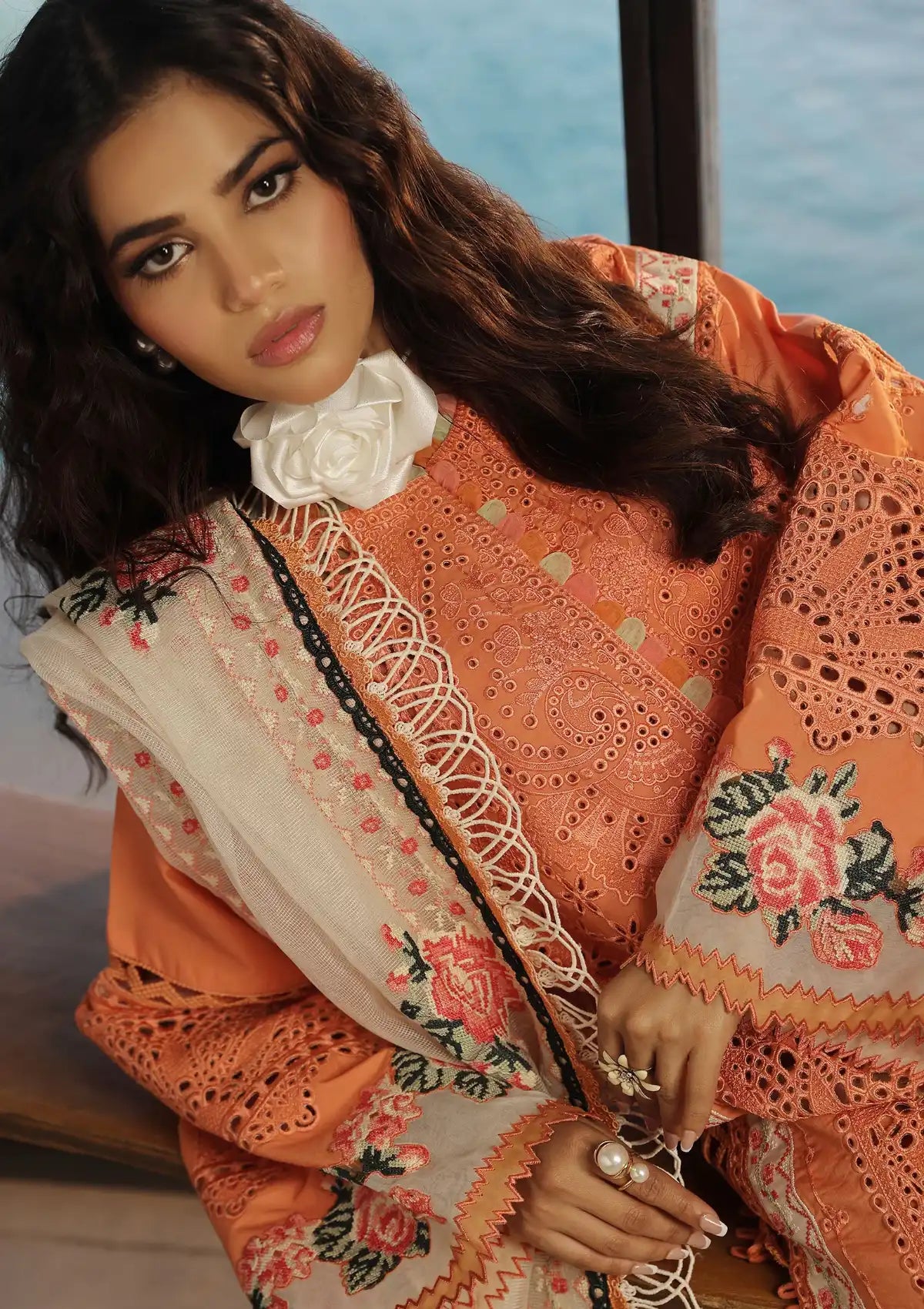 Maryam Hussain Luxury Lawn'24 D-09-XURI - Mohsin Saeed Fabrics