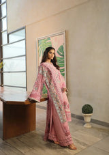 Maryam Hussain Luxury Lawn'24 D-10-CORAL - Mohsin Saeed Fabrics
