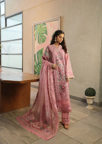 Maryam Hussain Luxury Lawn'24 D-10-CORAL - Mohsin Saeed Fabrics