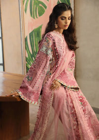 Maryam Hussain Luxury Lawn'24 D-10-CORAL - Mohsin Saeed Fabrics
