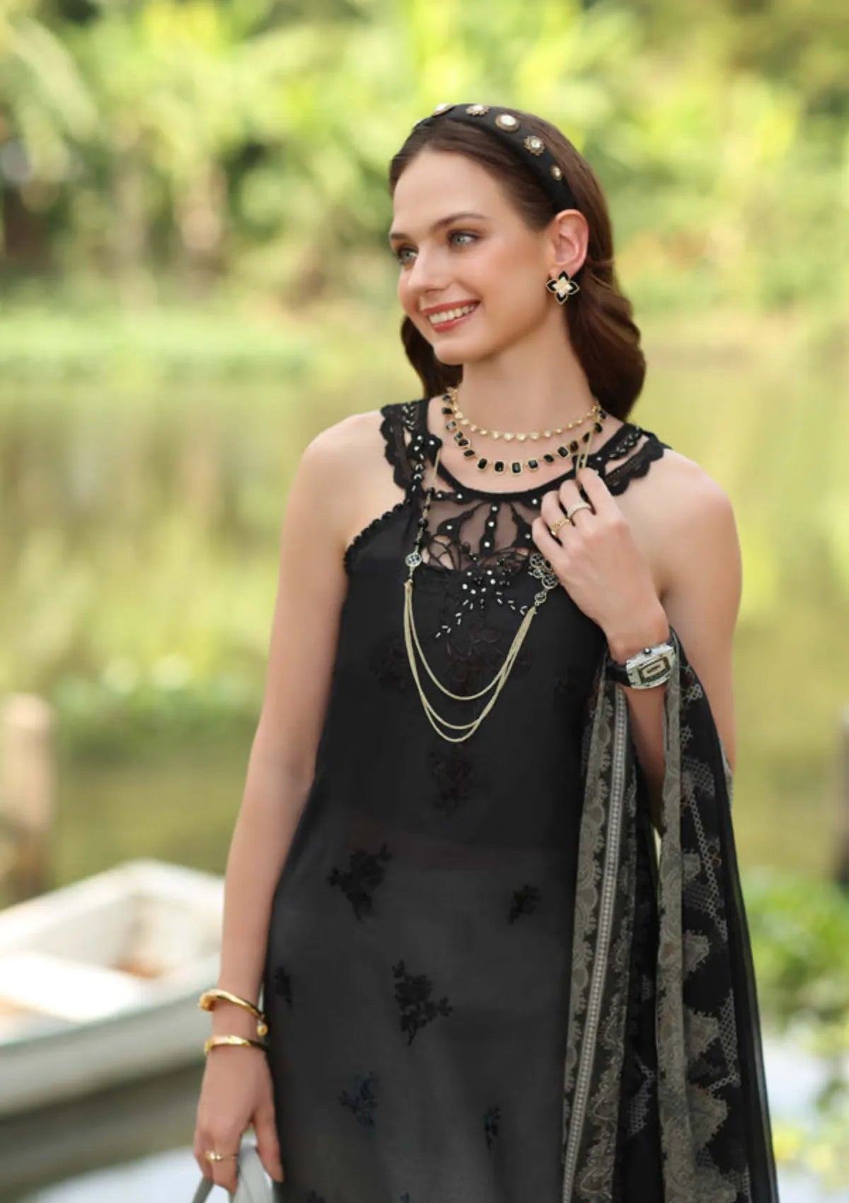 Noor By Saadia Asad Eid Luxury Printskhas'26 D-05 Midnight Smoke