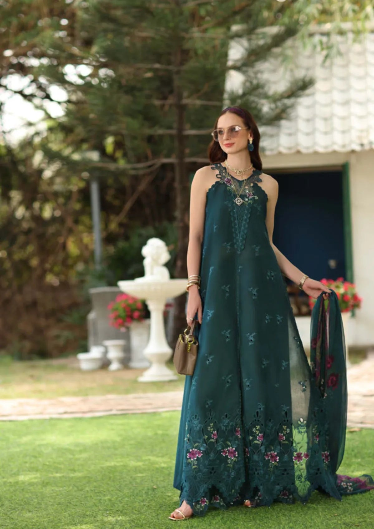Noor By Saadia Asad Eid Luxury Printskhas'26 D-06 Coblat Teal