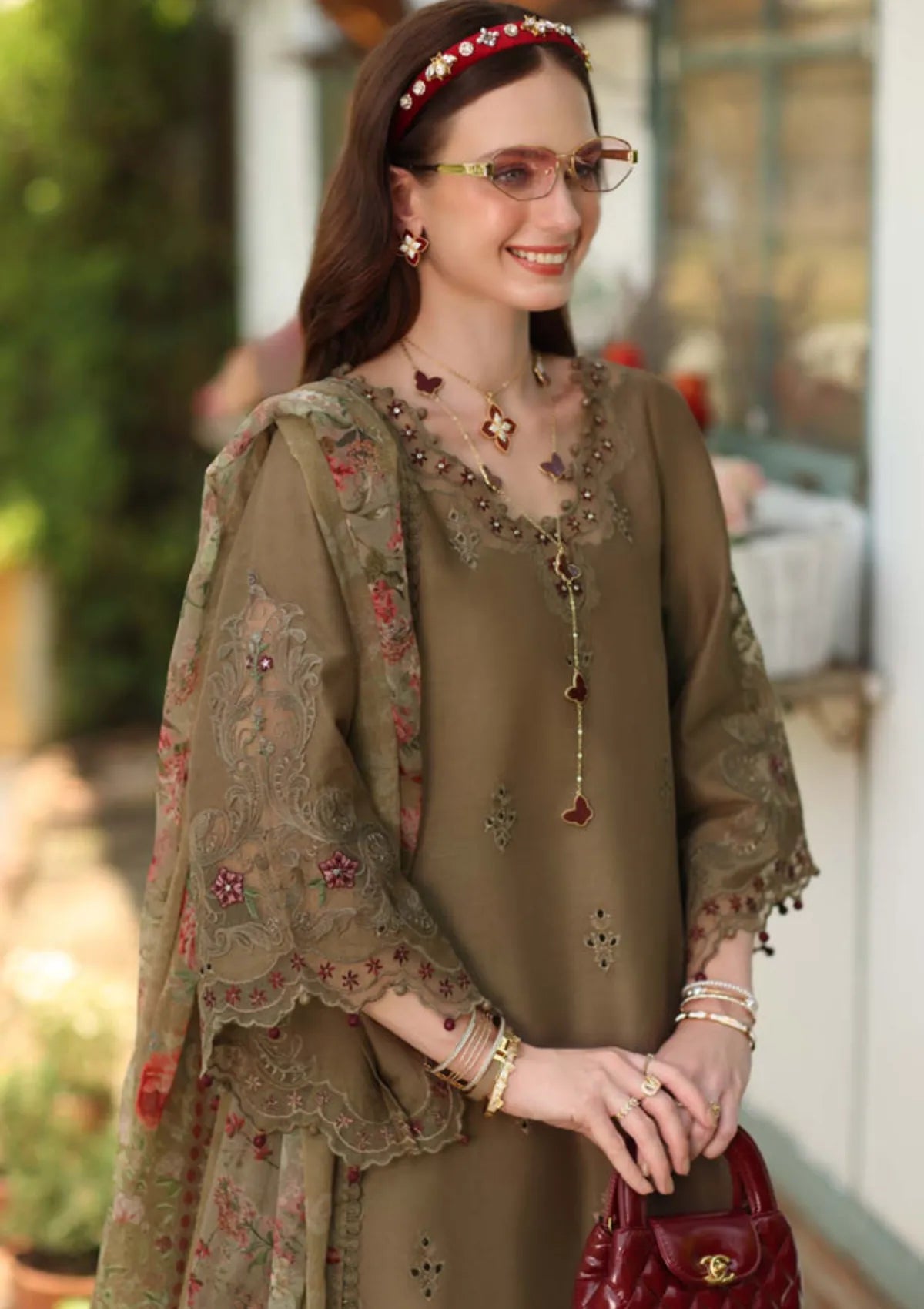 Noor By Saadia Asad Eid Luxury Printskhas'26 D-08 Mocha Sienna