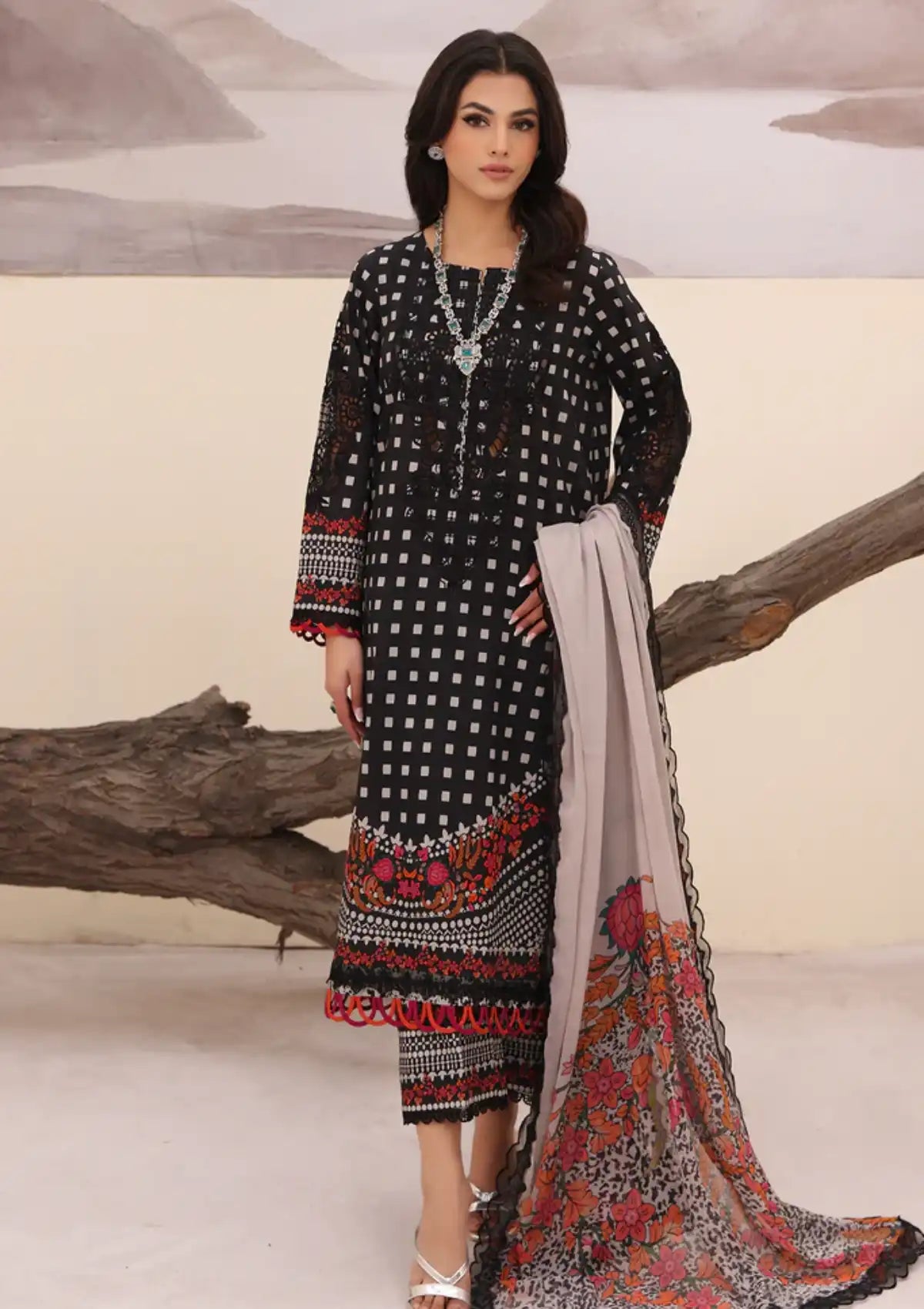 Charizma Naranji Emb Lawn'24 Vol-01 CN4-009 - Mohsin Saeed Fabrics