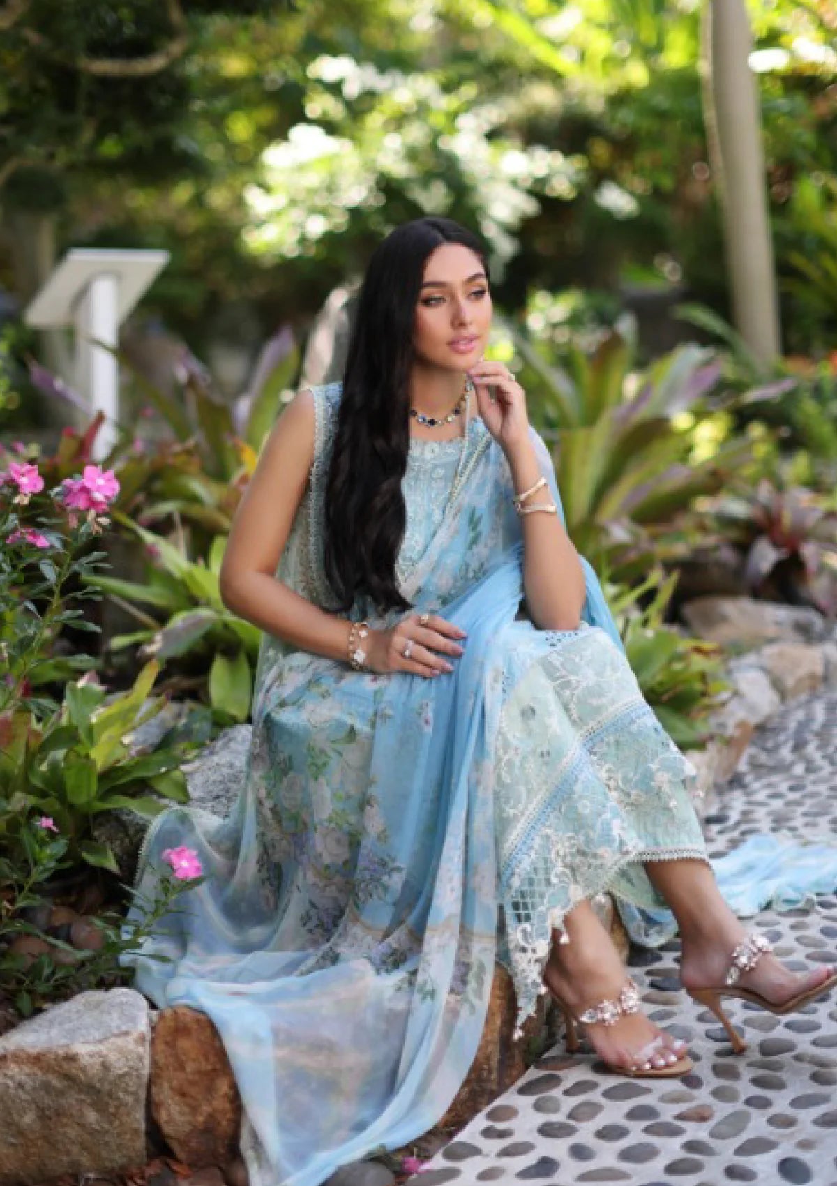 Noor Luxury Chikankari Lawn'24 D-02A - Mohsin Saeed Fabrics