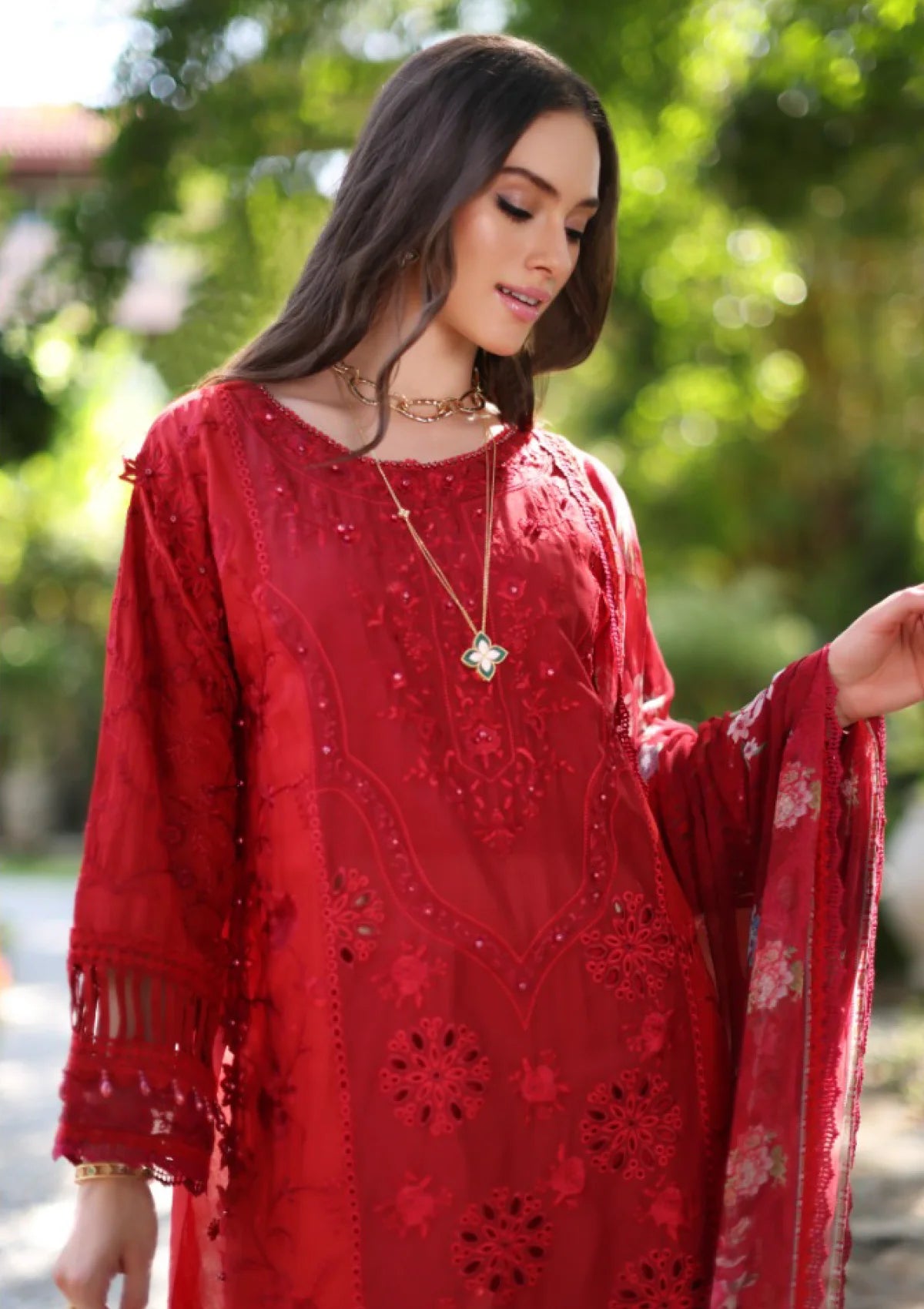 Noor Luxury Chikankari Lawn'24 D-02B - Mohsin Saeed Fabrics