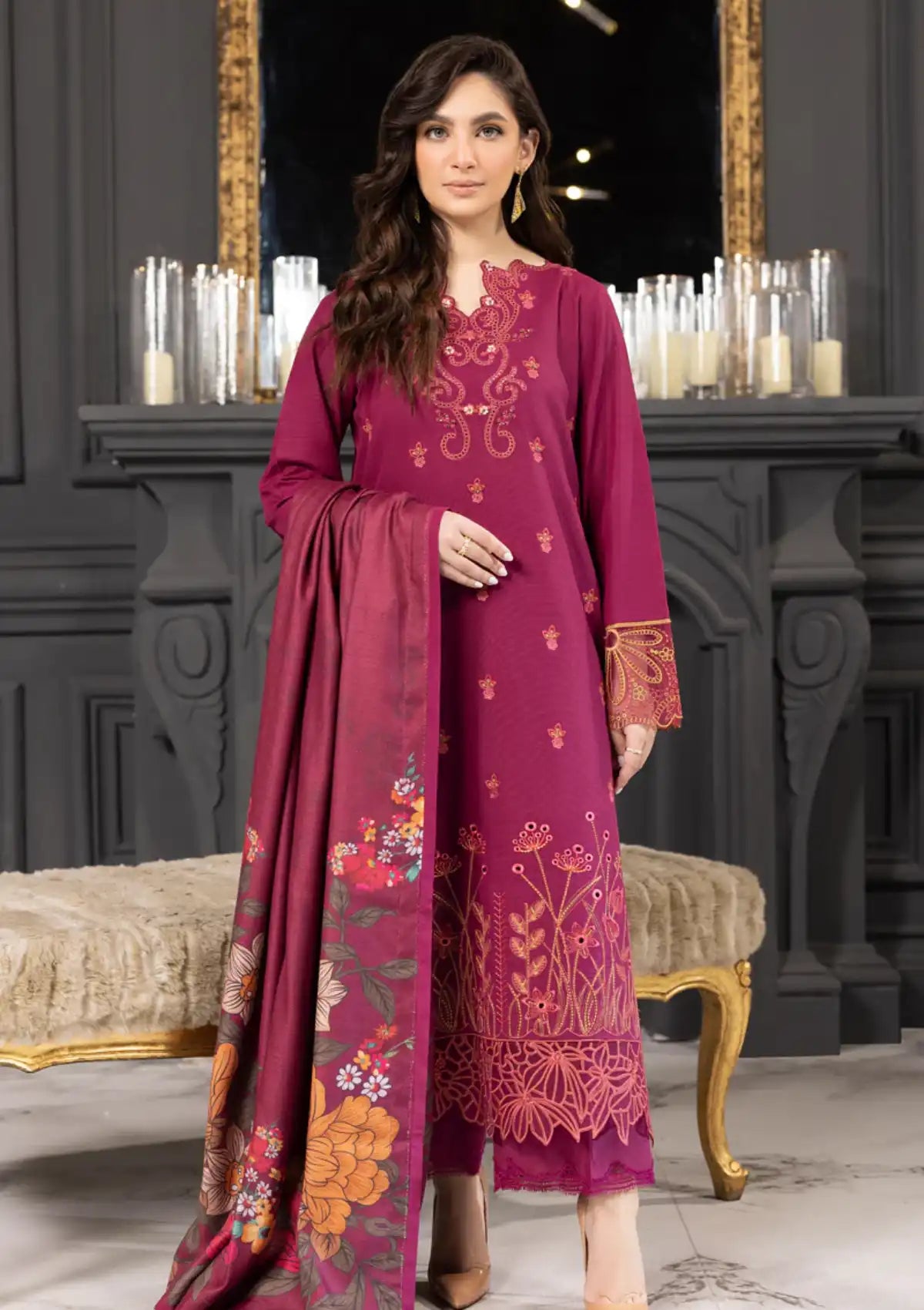 Rang Rasiya Carnation Khaddar'23 D-08 ANAN - Mohsin Saeed Fabrics