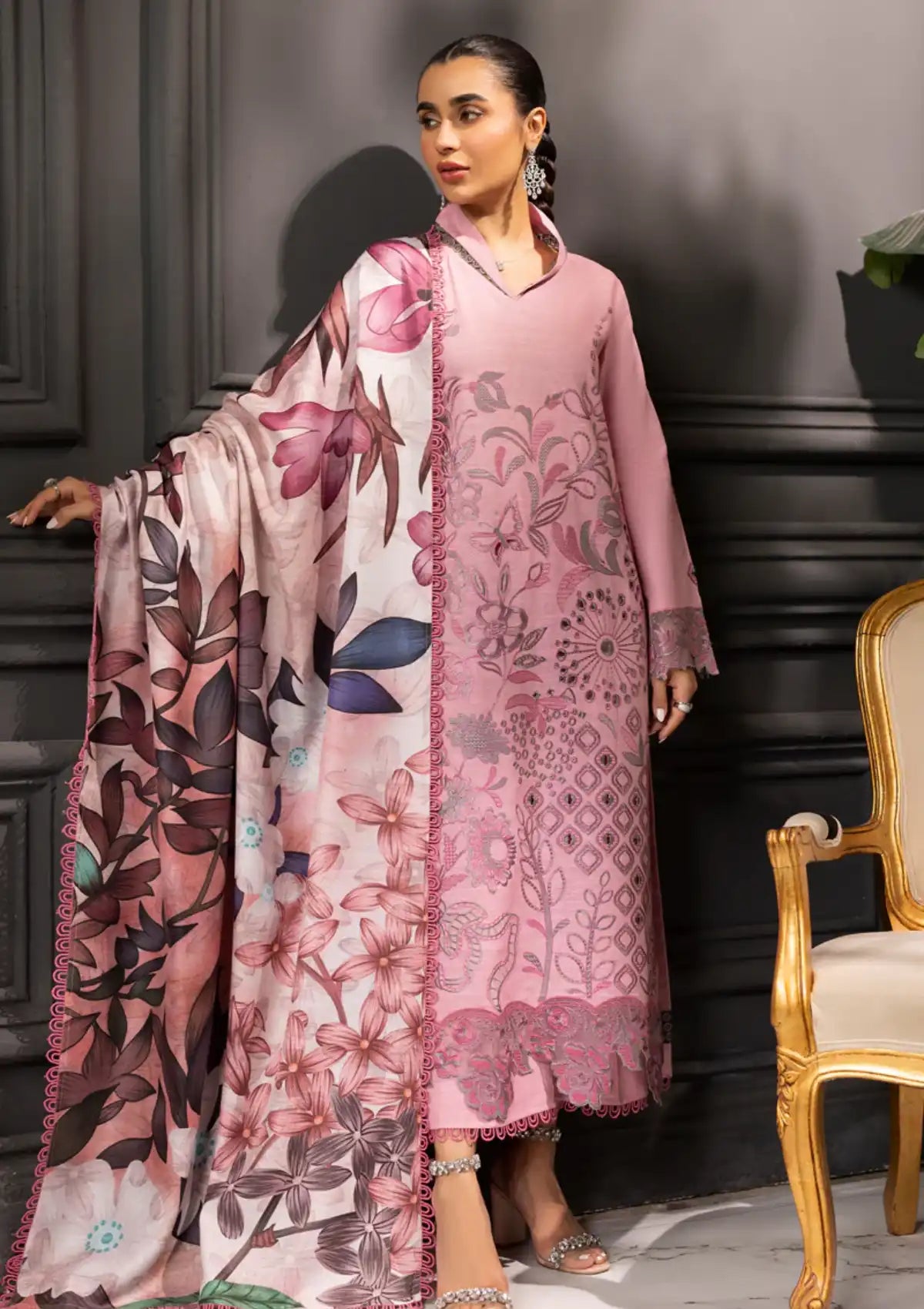 Rang Rasiya Carnation Khaddar'23 D-10 JUMANA - Mohsin Saeed Fabrics