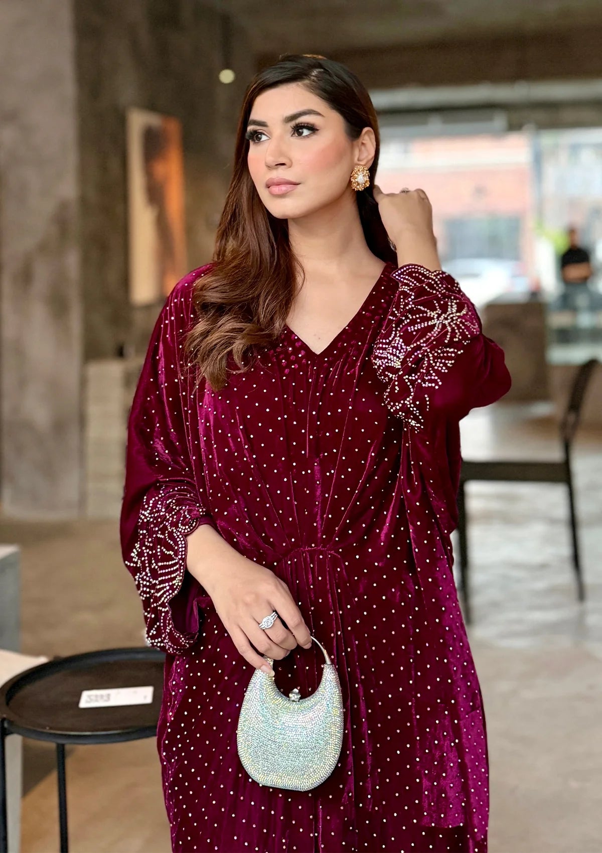 Sidra Fahad Velvet'25 SF - 293  Maroon