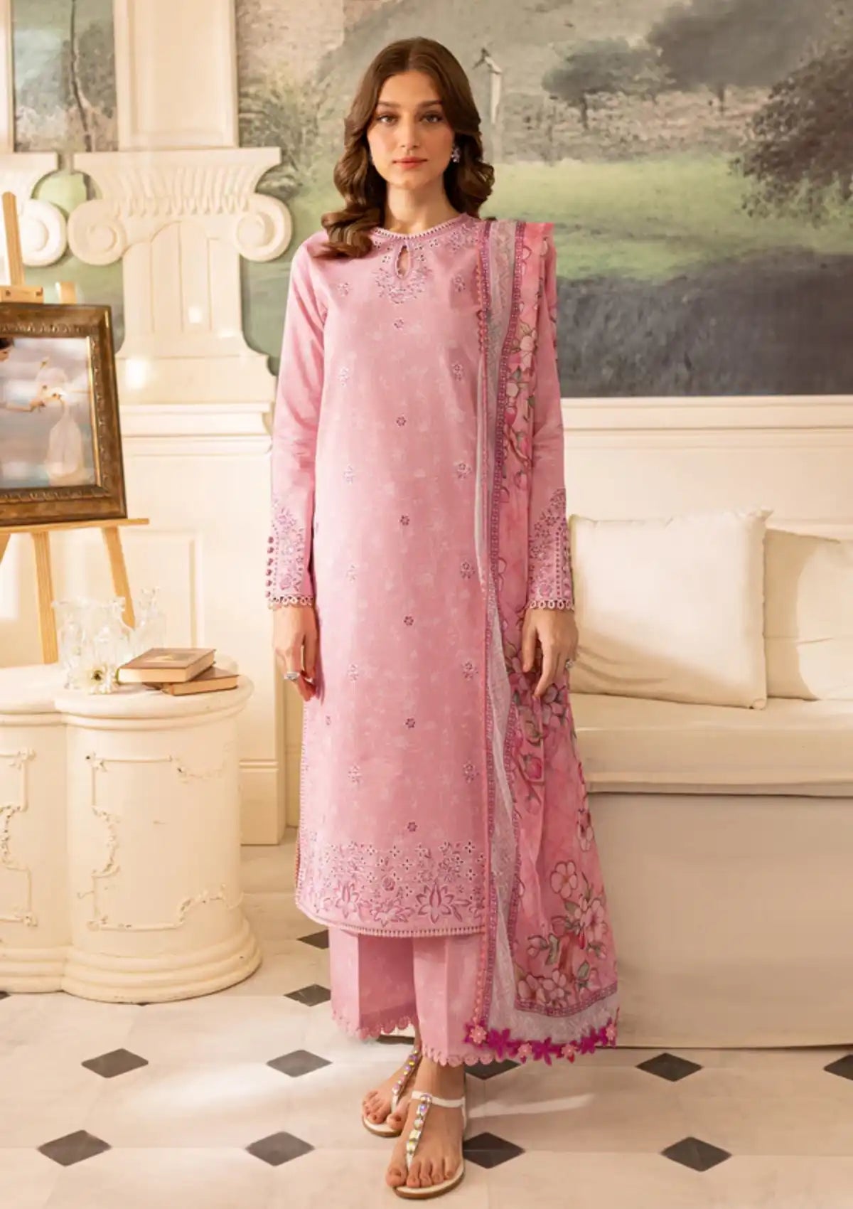 Farasha Seraya Emb Lawn'24 D-04 DAISY - Mohsin Saeed Fabrics