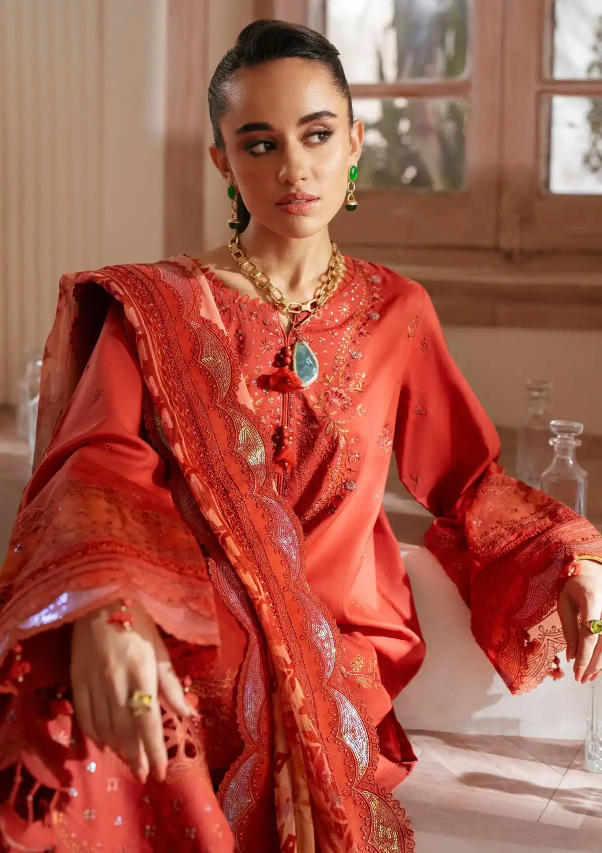 Nureh Maya Embroidered Lawn'24 NS-142 - Mohsin Saeed Fabrics