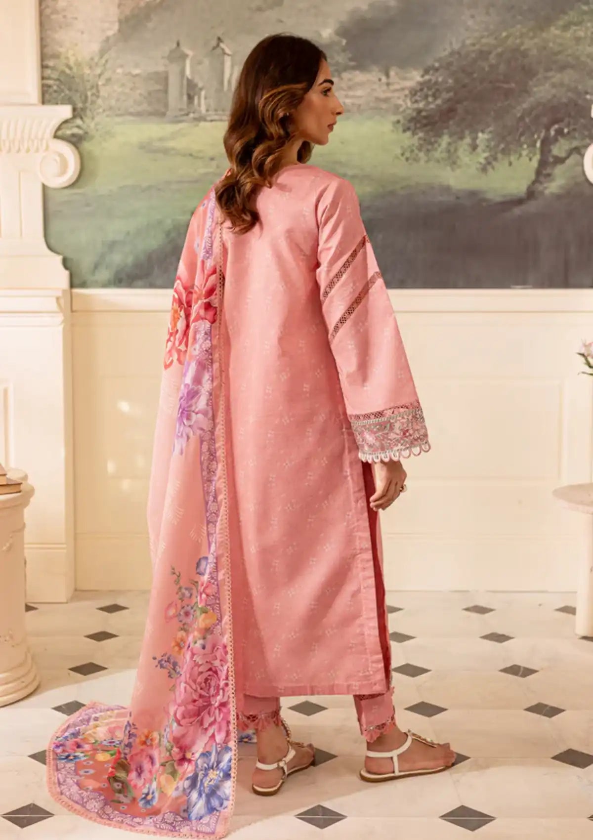 Farasha Seraya Emb Lawn'24 D-07 FLORA - Mohsin Saeed Fabrics