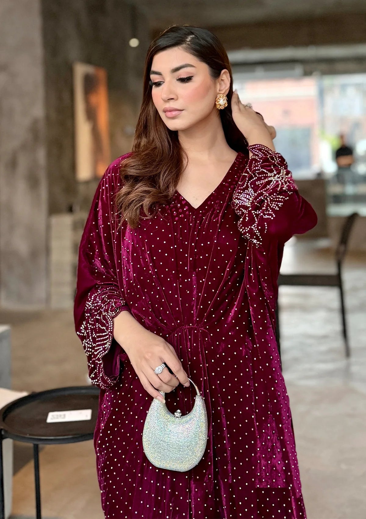 Sidra Fahad Velvet'25 SF - 293  Maroon