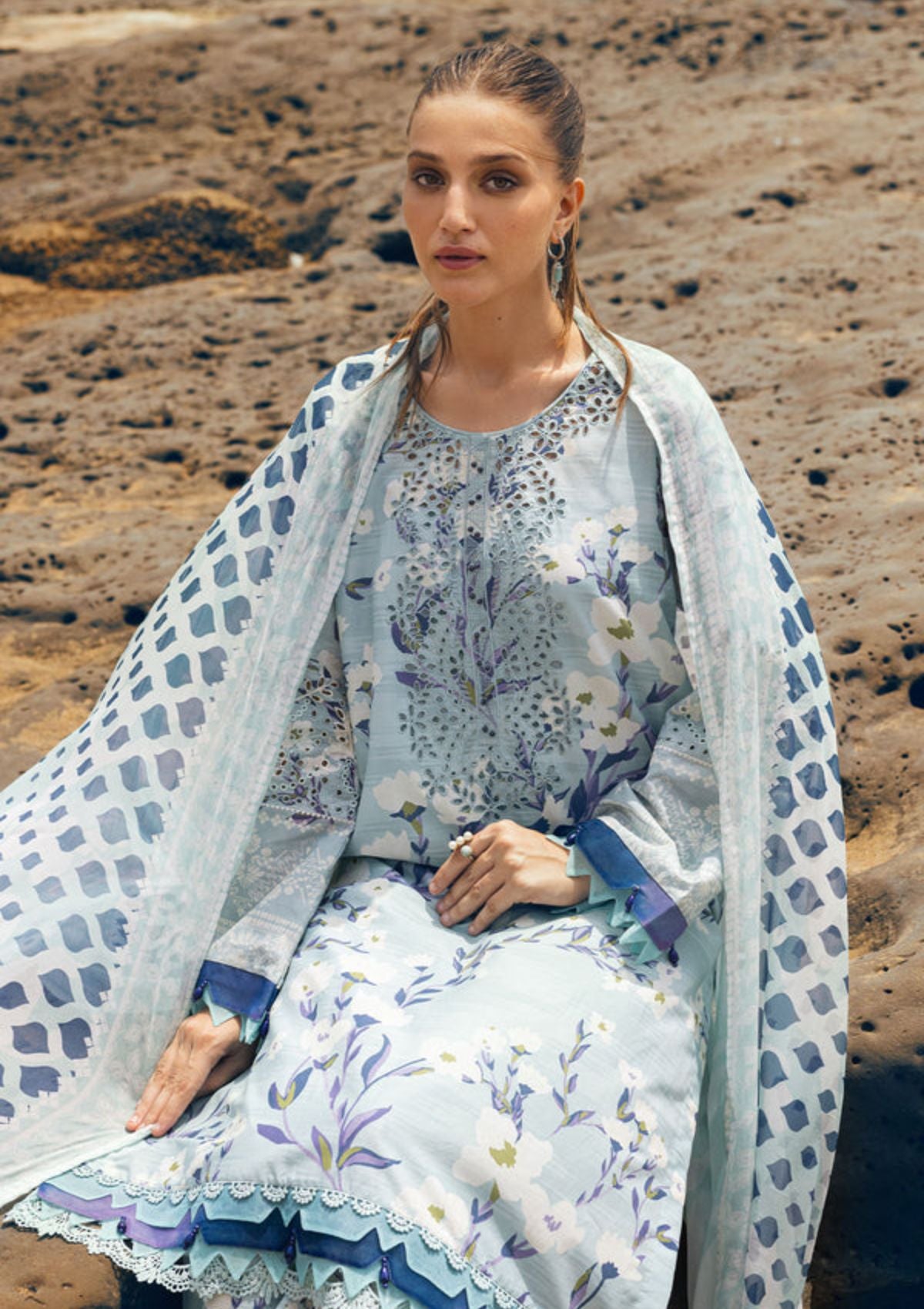 Nureh Gardenia Chikankari Lawn'24 NSG-151 - Mohsin Saeed Fabrics
