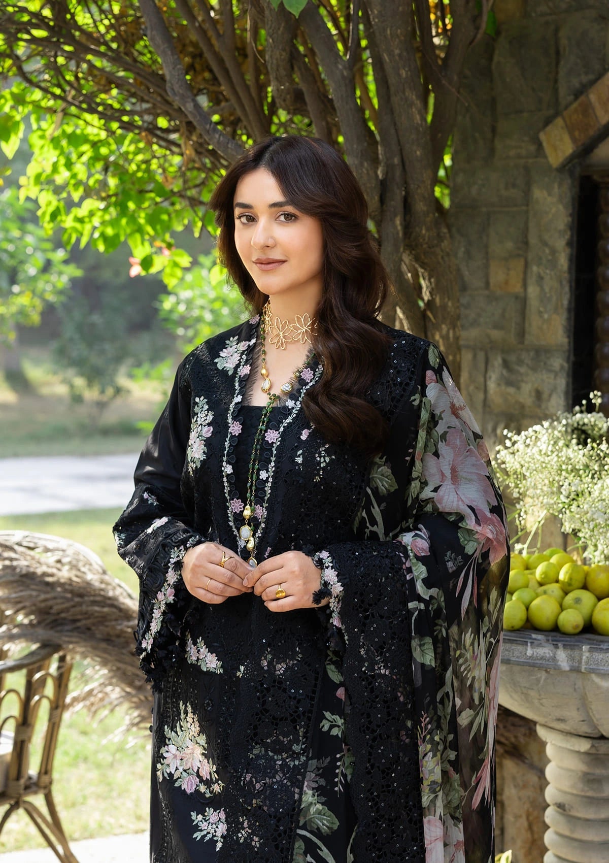 Elaf Luxury Lawn'26 ELY-2B MIDNIGHT BLOSSOM