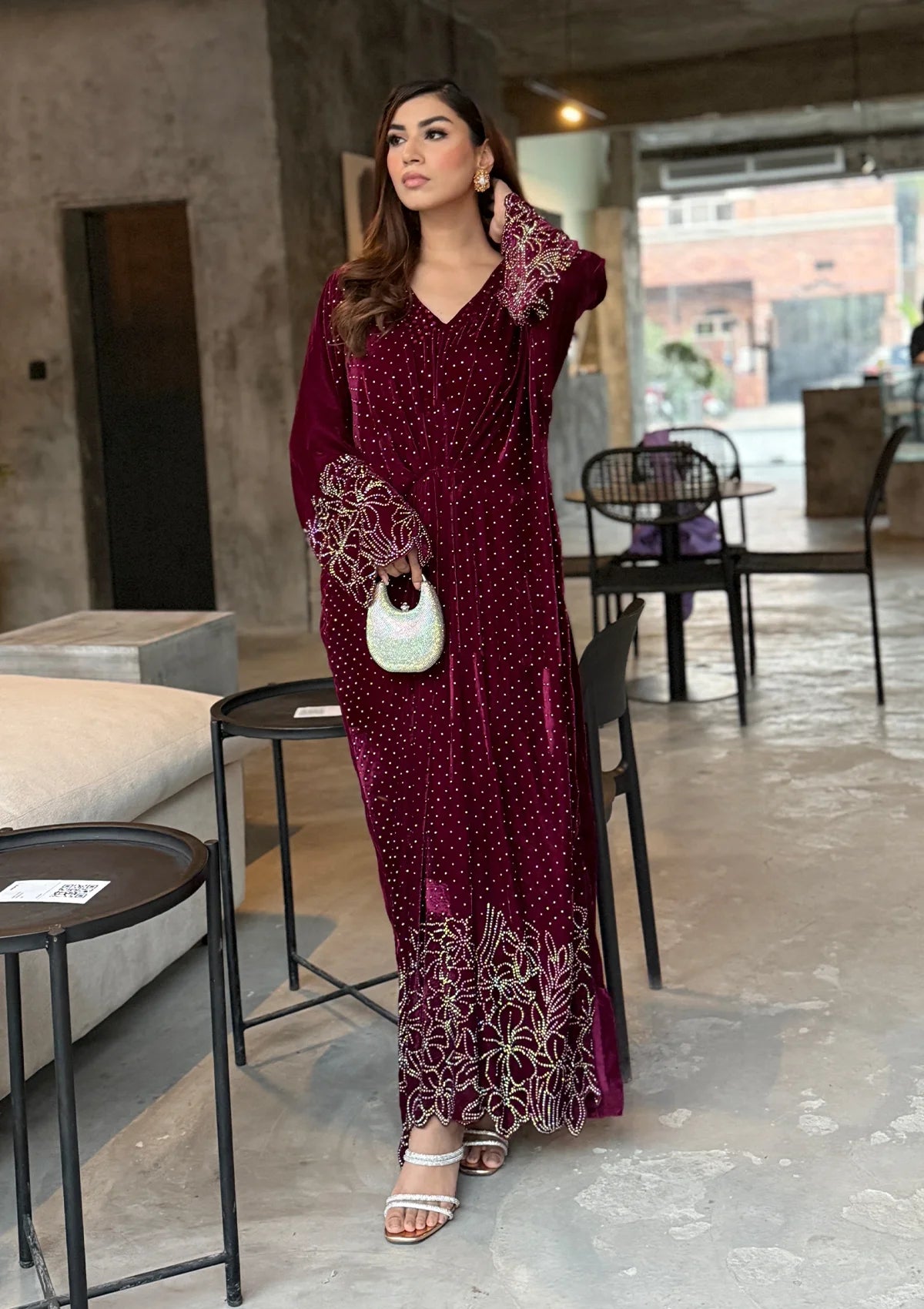 Sidra Fahad Velvet'25 SF - 293  Maroon